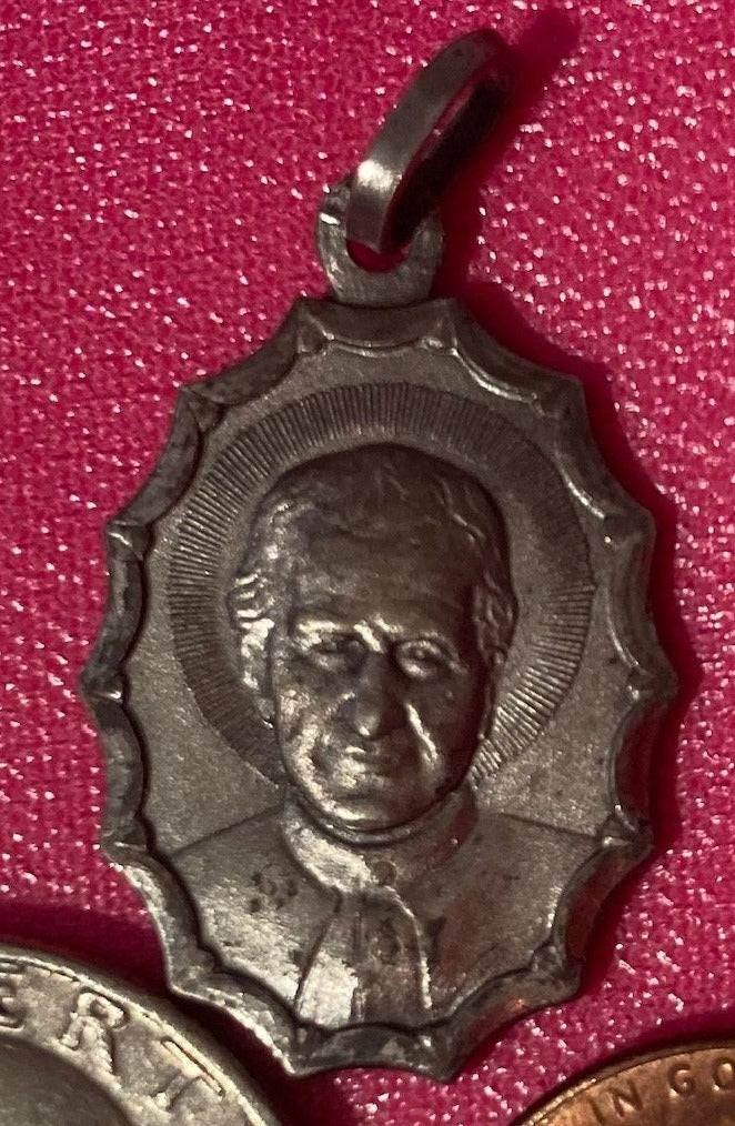 Vintage Sterling Silver Metal Pendant, Italy, Charm, Nice Mans Face and Woman and Child Other Side Design, 1 1/2", Nice Design
