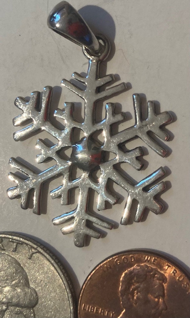 Vintage Sterling Silver 925 Metal Pendant, Charm, Nice Snowflake Design, Nice Design, Pendant for Necklace, Bracelet, Ankle, Fashion