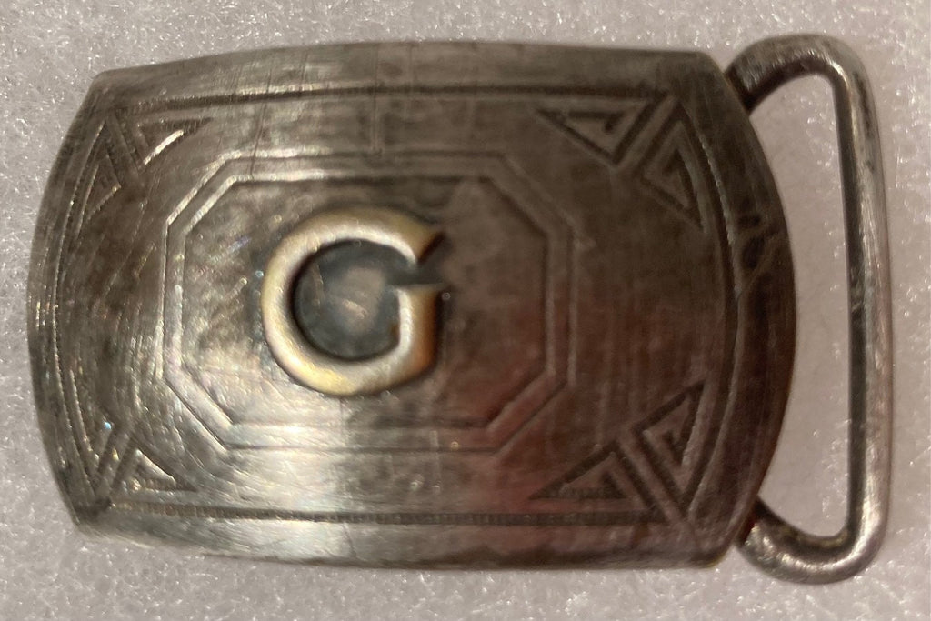 Vintage Metal Belt Buckle, Initial G, Letter G, Hickok, Nice Design, 2" x 1 1/4", Heavy Duty, Quality, Thick Metal, Made in USA, For Belts