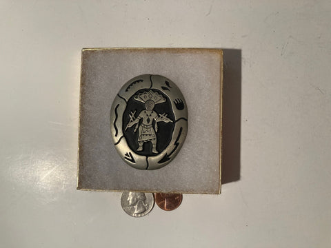 Vintage Metal Silver Badge, Emblem, Man, 2" x 2 1/2", Jewelry, Free Shipping in the U.S.