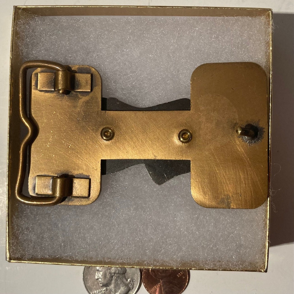 Vintage Metal Belt Buckle, Amprobe, Clamp, Nice Design, 2" x 3 1/4", Heavy Duty, Quality, Thick Metal, Made in USA, For Belts, Fashion