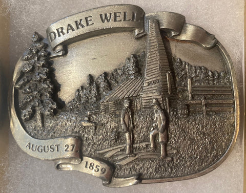 Vintage Metal Belt Buckle, Drake Well, First Oil Well, Petroleum, Gas, Energy, Drilling, Wells, Geyser, Nice Design