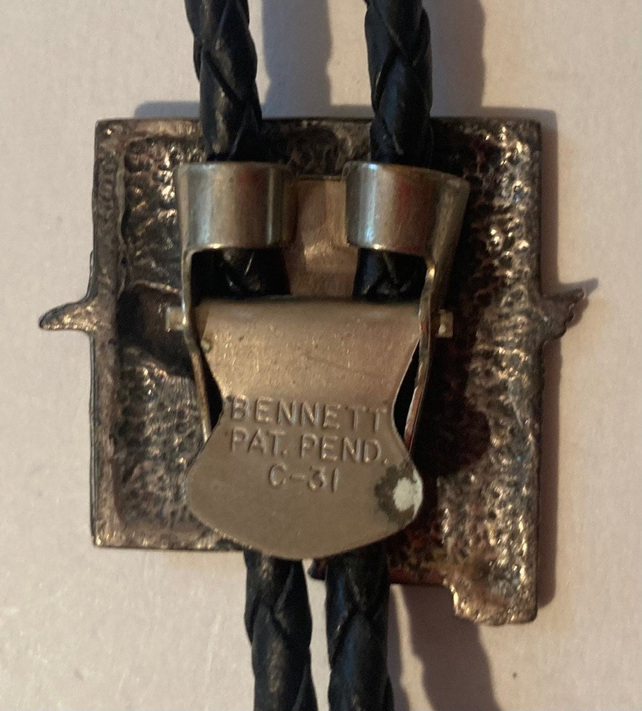 Vintage Metal Bolo Tie, Silver, Roadrunner Bird, Bennett, Nice Western Design, Quality, Heavy Duty, Made in USA, Country & Western