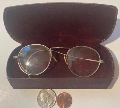 Vintage Pair of Antique Round Glasses in Case, Spectacles, Round, Not Perfect, Just Fun, Eye Glasses, Free Shipping in the U.S.