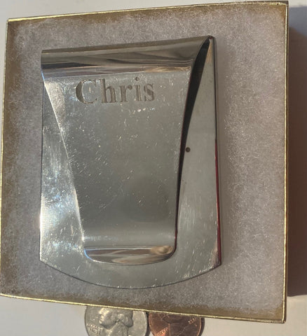 Vintage Metal Chrome Money Clip, Smart Money Clip, Storus, Chris, Name, Christian, Christopher, Quality, Heavy Duty, Nice