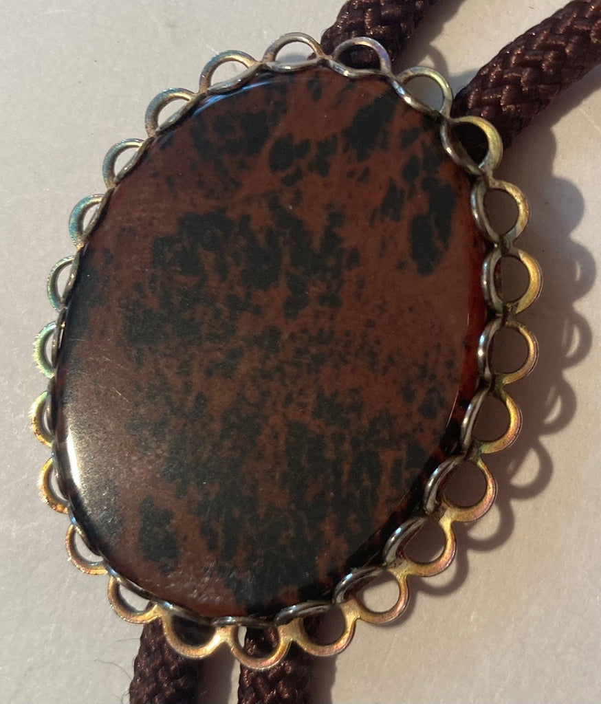 Vintage Metal Bolo Tie, Nice Brown Stone Design, Nice Western Design, Quality, Heavy Duty, Made in USA, Country & Western, Cowboy, Western