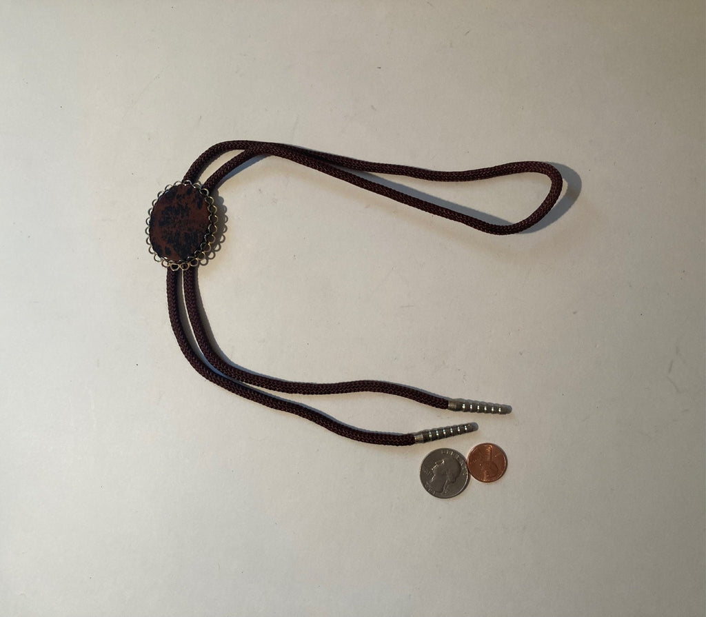 Vintage Metal Bolo Tie, Nice Brown Stone Design, Nice Western Design, Quality, Heavy Duty, Made in USA, Country & Western, Cowboy, Western