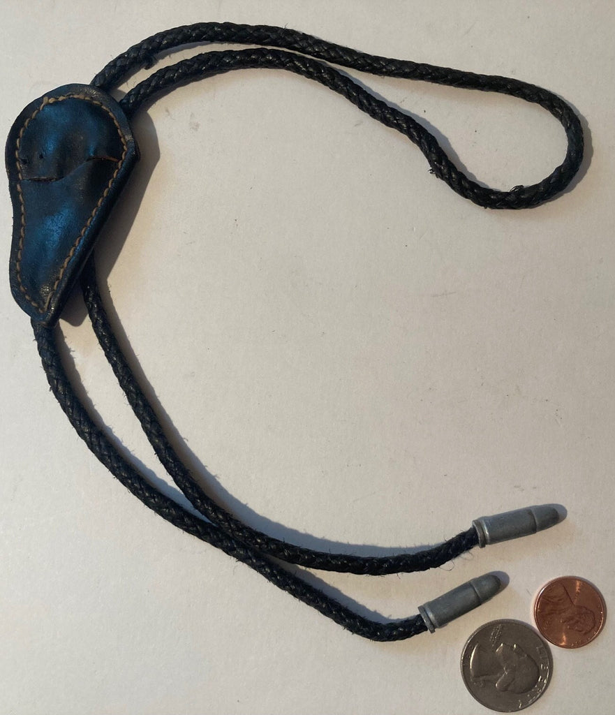 Vintage Metal Bolo Tie, Holster, Bullets, Fun Miniature Gun Holder, Leather, Nice Western Design, Quality, Heavy Duty, Made in USA, Country