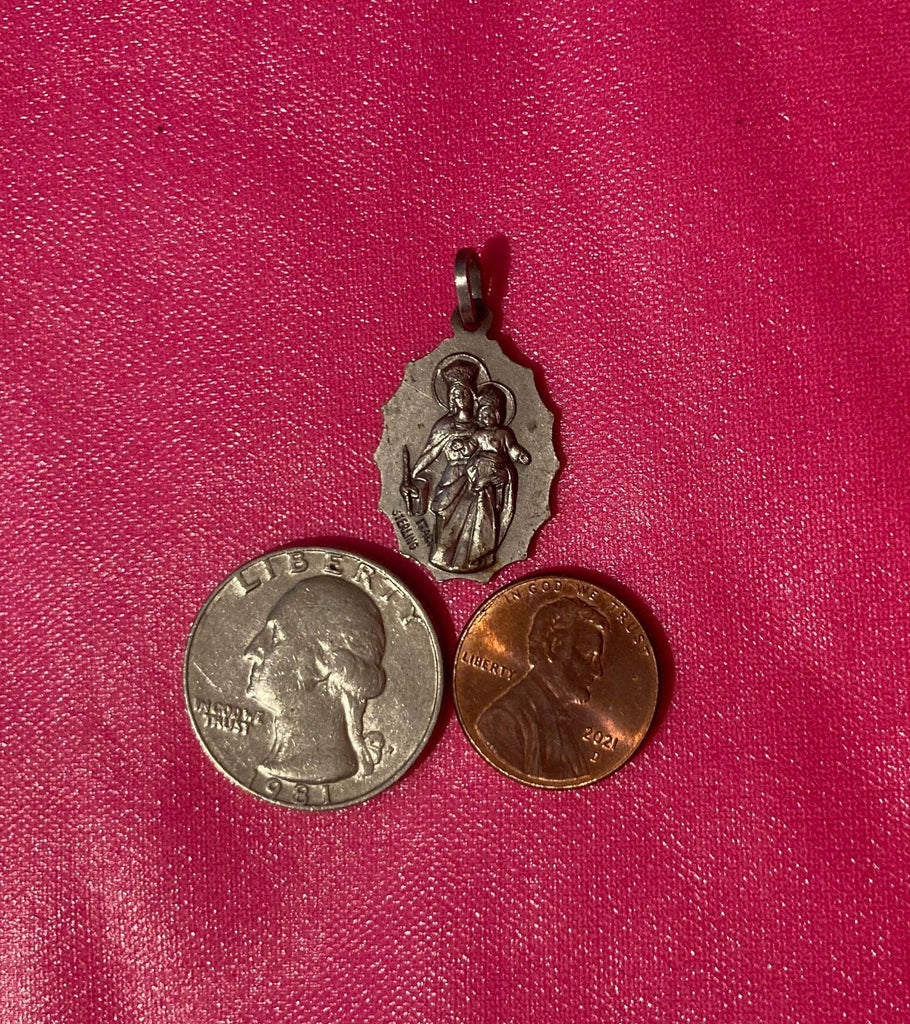 Vintage Sterling Silver Metal Pendant, Italy, Charm, Nice Mans Face and Woman and Child Other Side Design, 1 1/2", Nice Design