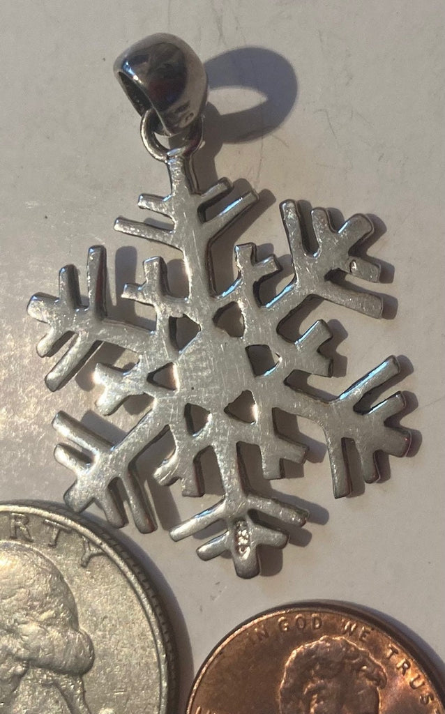 Vintage Sterling Silver 925 Metal Pendant, Charm, Nice Snowflake Design, Nice Design, Pendant for Necklace, Bracelet, Ankle, Fashion