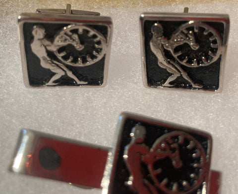 Vintage Matches Set of Tie Clip and Men's Cufflinks, Cuff Links, Man, Made in USA, Accessory, Suits, Style, Fashion, Dressed Up, Nice