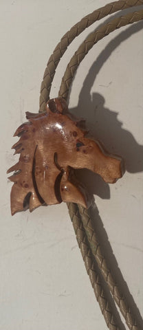 Vintage Metal Bolo Tie, Horse, Maple Burl, Nice Horse Design, Western, Nice Design, Quality, Heavy Duty, Country & Western, Cowboy, Western