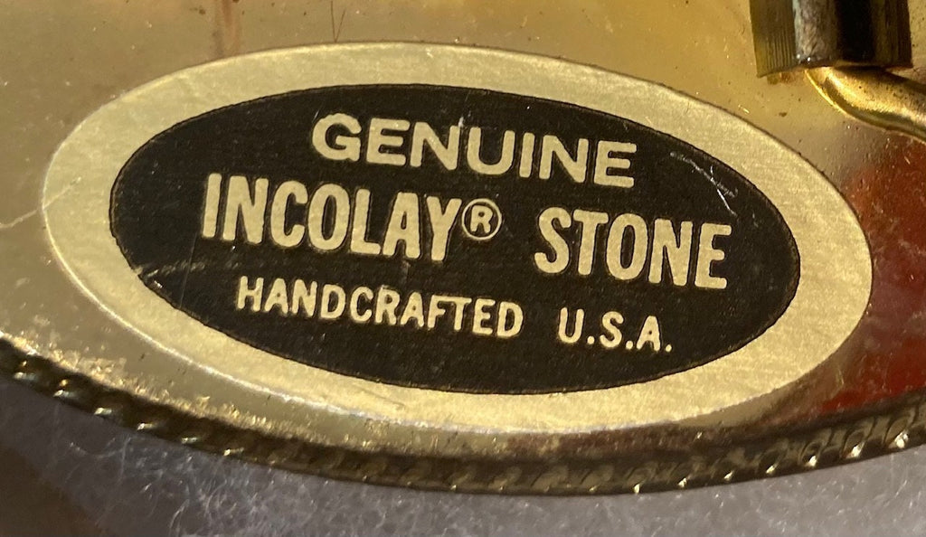 Vintage Metal Belt Buckle, Incolay Stone, Ship, Boat, Nautical, Nice Western Style Design, 3 3/4" x 2 3/4", Heavy Duty, Quality, Thick Metal