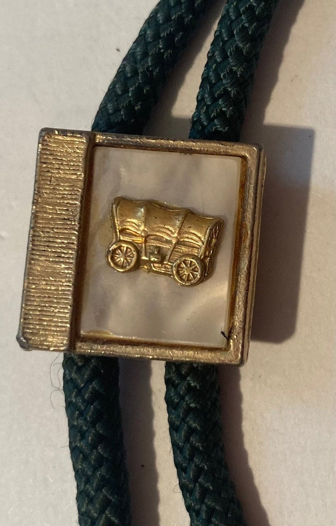 Vintage Metal Bolo Tie, Nice Stagecoach Design, Wagon, Nice Western Design, Quality, Heavy Duty, Made in USA, Country & Western, Cowboy