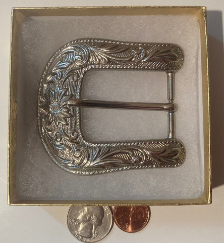 Vintage Metal Belt Buckle, Nice Good Design, Nice Western Style Design, 3" x 2 1/2", Heavy Duty, Quality, Thick Metal, Made in USA