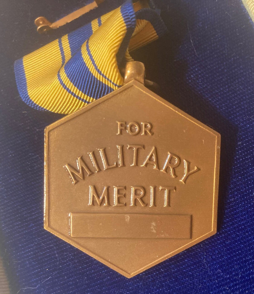 2 Vintage Metal Set of 2 Military Medals, Nice Box Case, Wall Hanging Case, For Military Merit, Meritoriously Underage Service
