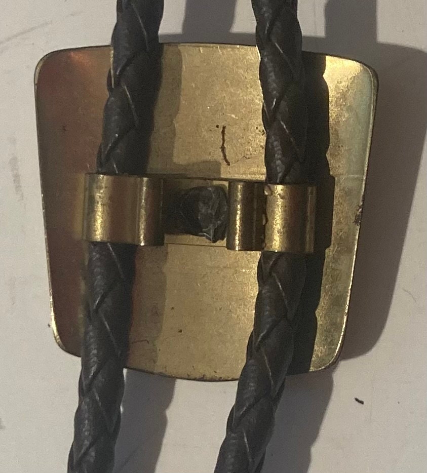 Vintage Metal Bolo Tie, Brass and Covered Wagon, Coach, Chuck Wagon, Nice Out West Design, Western, Nice Design, Quality, Heavy Duty