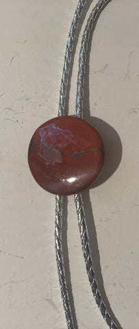 Vintage Metal Bolo Tie, Nice Red Ceramic Stone Design, Nice Western Design, Quality, Heavy Duty, Country & Western, Cowboy, Western Wear