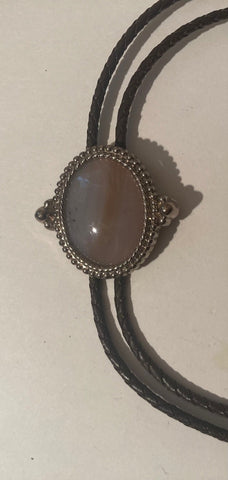 Vintage Metal Bolo Tie, Nice Light Colored Stone Design, Nice Western Design, Quality, Heavy Duty, Country & Western, Cowboy, Western Wear