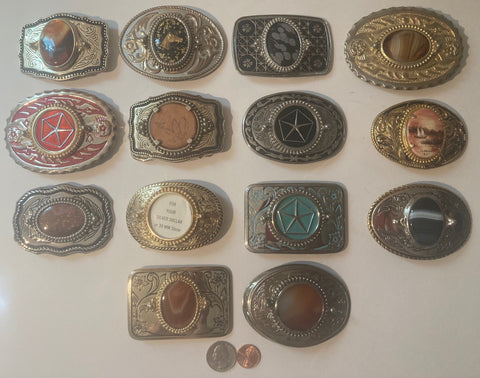 Vintage Lot of 14 Assorted Different Country and Western Wear Style Belt Buckles, Country & Western, Art, Resell, For Belts, Fashion
