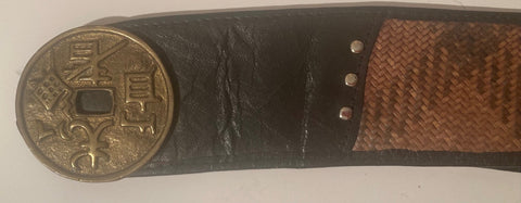 Vintage Leather Belt Buckle, and Belt, Wide, Nice, Unique, Quality, Size 28" to 32", Country and Western, Western Wear, Heavy Duty, Nice