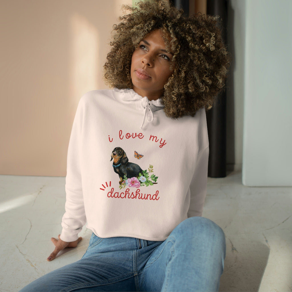 I love my Dachshund Dog POD Crop Hoodie