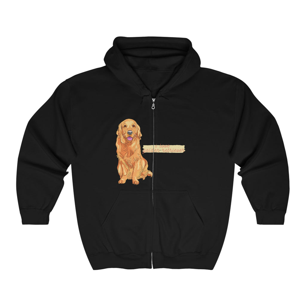 I love my Golden Retriever Dog POD Unisex Heavy Blend™ Full Zip Hooded Sweatshirt