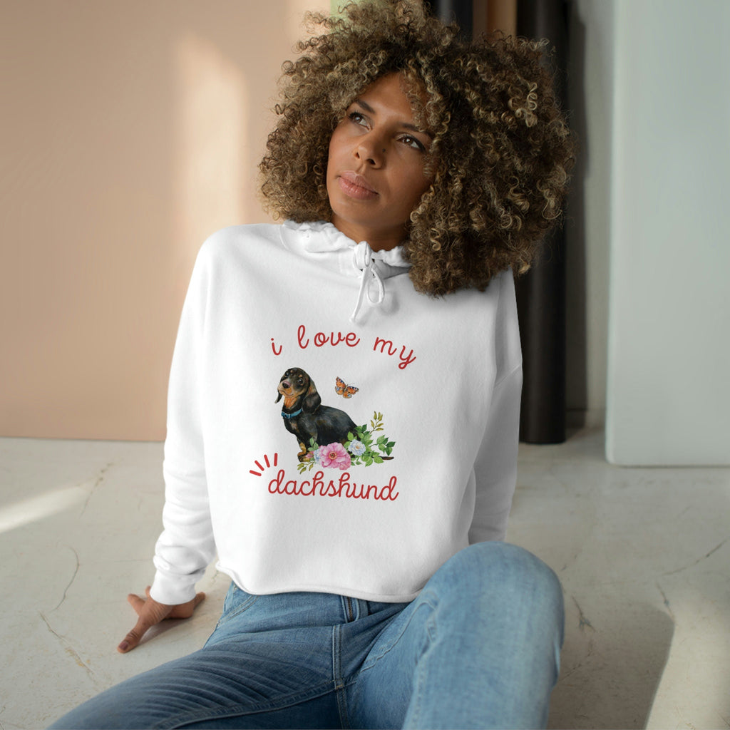 I love my Dachshund Dog POD Crop Hoodie