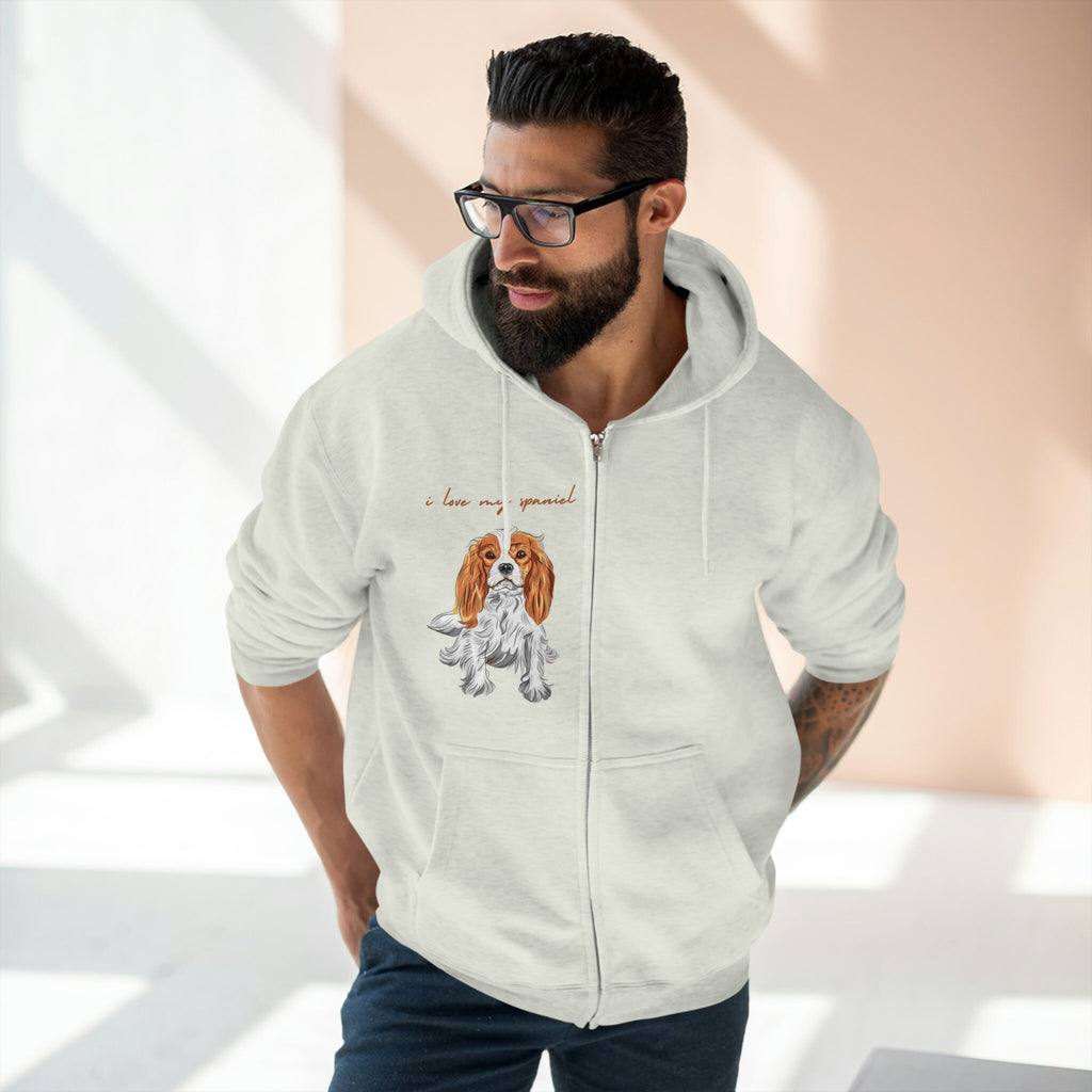 I love my Spaniel Dog POD Unisex Premium Full Zip Hoodie