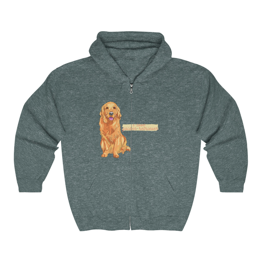 I love my Golden Retriever Dog POD Unisex Heavy Blend™ Full Zip Hooded Sweatshirt