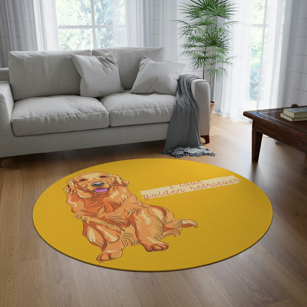 I love my Golden Retriever Dog POD Round Rug