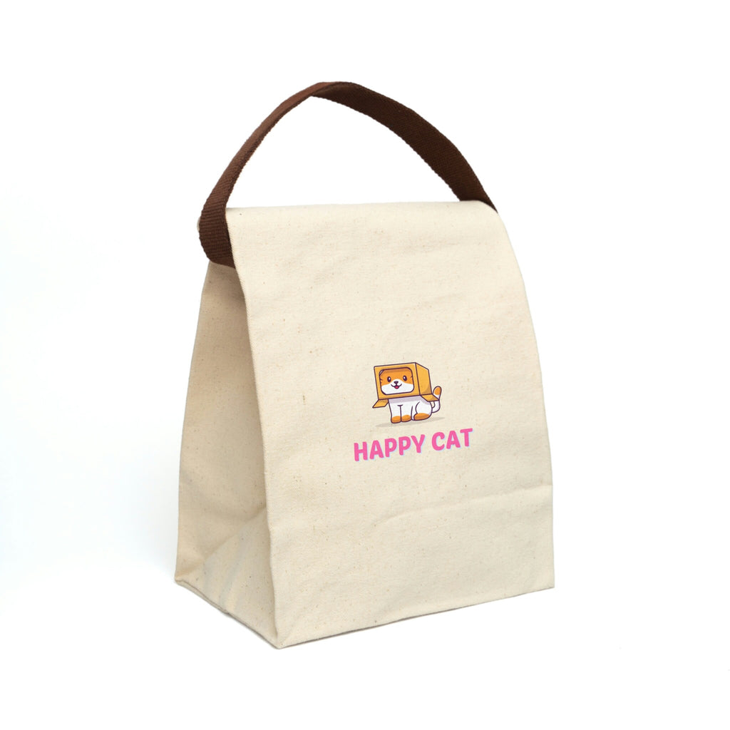 Happy Cat POD Canvas Lunch Bag With Strap