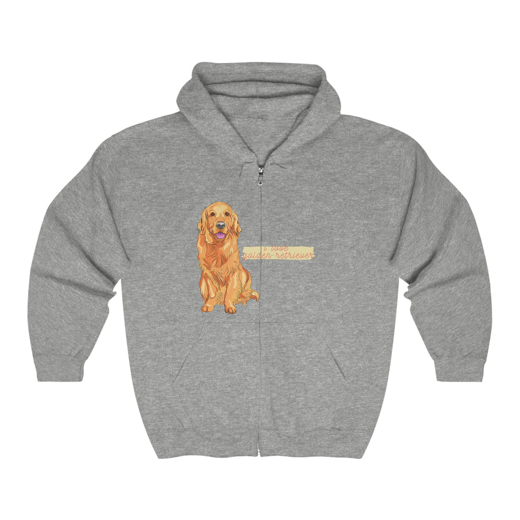 I love my Golden Retriever Dog POD Unisex Heavy Blend™ Full Zip Hooded Sweatshirt