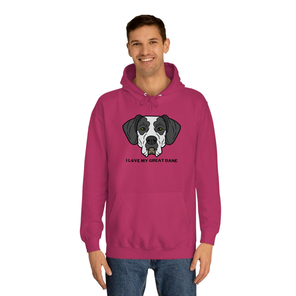 I love my Great Dane Dog POD Unisex College Hoodie