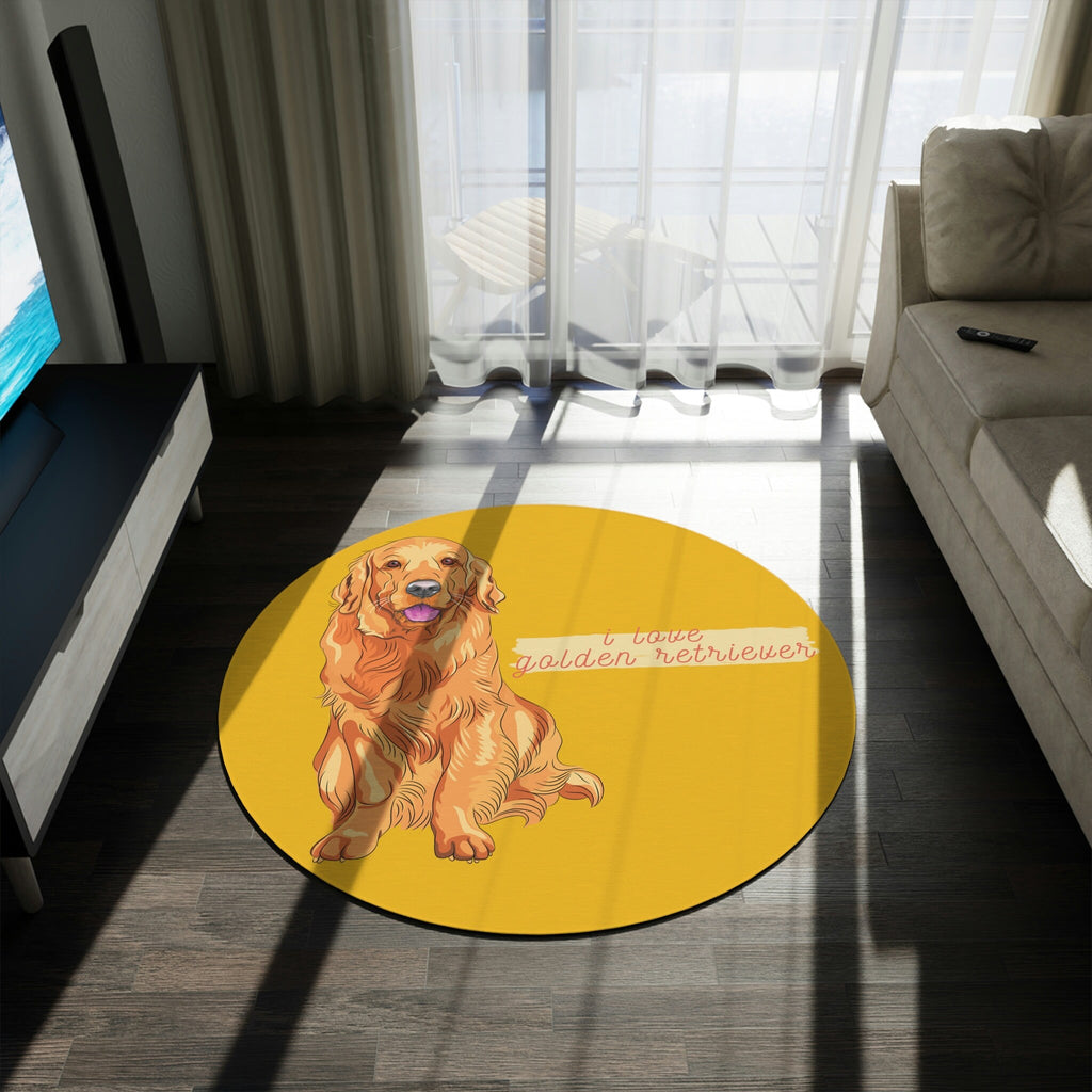 I love my Golden Retriever Dog POD Round Rug