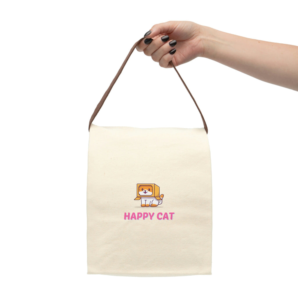 Happy Cat POD Canvas Lunch Bag With Strap