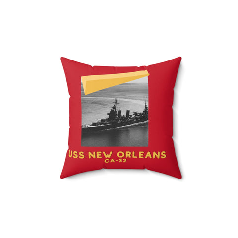 USS New Orleans CA-32 United States Ship POD Spun Polyester Square Pillow