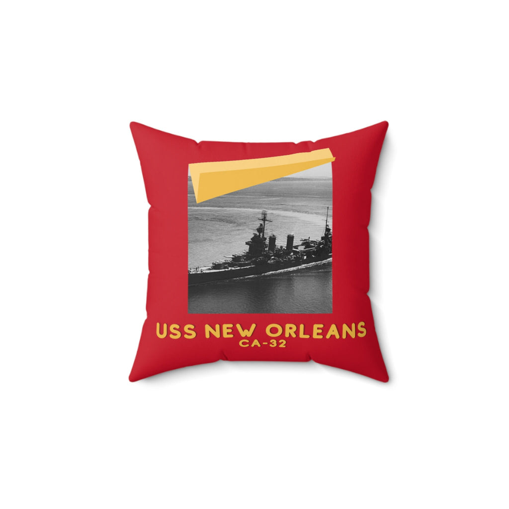 USS New Orleans CA-32 United States Ship POD Spun Polyester Square Pillow