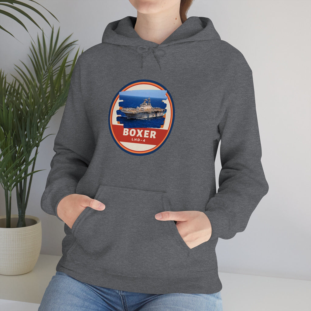 USS Boxer LHD-4 United States Ships POD Unisex Heavy Blend Hooded Sweatshirt