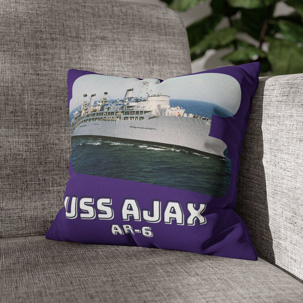 USS Ajax AR-6 United States Ship POD Spun Polyester Square Pillow Case