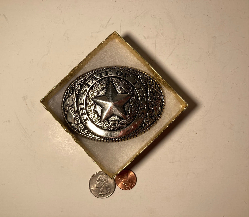 Vintage Metal Belt Buckle, The State of Texas, The Austin Collection, Nice Design, 3 3/4" x 2 3/4", Heavy Duty, Quality, Thick Metal