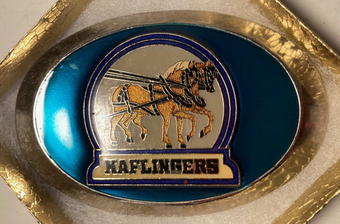 Vintage Metal Belt Buckle, Nice Enamel Design, Haflingers, Horses, Halflinger, Nice Design, 3 3/4" x 2 1/2", Heavy Duty, Quality