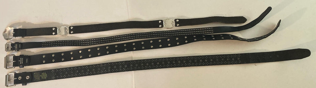 Vintage Lot of 4 Assorted Leather Belts, Rhinestones, Studs, Unique, Nice Good Leather Designs, Country & Western, Western Wear, Resell