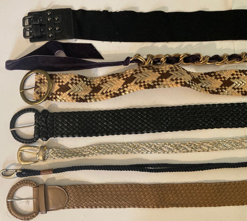 Vintage Lot of 7 Assorted Belts, Unique, Nice Good Designs, Country & Western, Western Wear, Resell, Assorted Sizes, For Belts