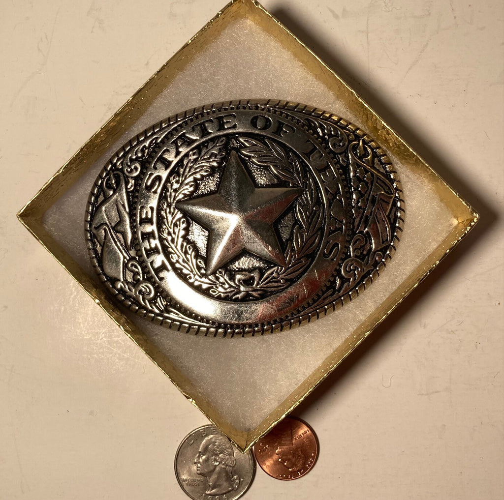 Vintage Metal Belt Buckle, The State of Texas, The Austin Collection, Nice Design, 3 3/4" x 2 3/4", Heavy Duty, Quality, Thick Metal