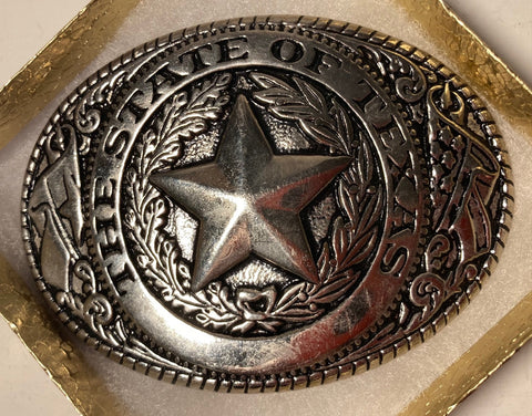 Vintage Metal Belt Buckle, The State of Texas, The Austin Collection, Nice Design, 3 3/4" x 2 3/4", Heavy Duty, Quality, Thick Metal