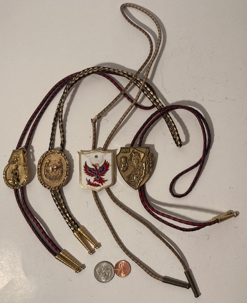 Vintage Lot of 4 Metal Bolo Ties, Nice Msons Designs, Masonic, Quality, Heavy Duty, Made in USA, Country & Western, Cowboy, Western Wear