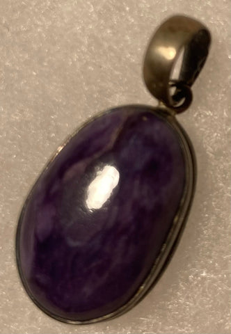 Vintage Sterling Silver Charm, Pendant, Nice Purple Stone Design, Nice Design, Quality, 1 1/2" x 1/2", Jewelry, 0713, Accessory