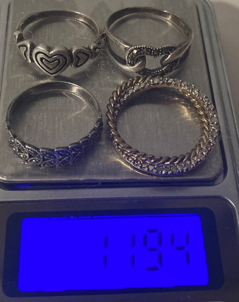 Vintage Lot of 4 Sterling Silver Rings, Nice Designs, Quality, Jewelry, 0721, Accessory, 925, Clothing, Necklace, Charm, Bracelet