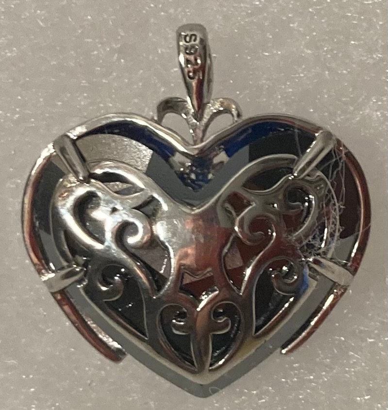 Vintage Sterling Silver Pendant, Charm, Heart, Nice Blue Stone, LPN, Licensed Practical Nurse, Nice Design, 3/4" x 3/4", Quality, Jewelry